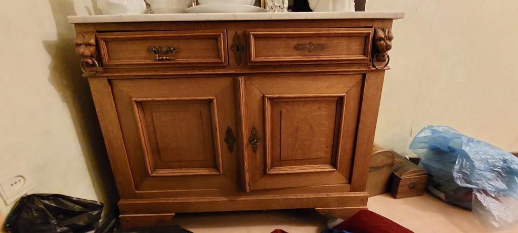 Buffet en bois massif style Louis XV – vintage, Maison & Meubles, Enlèvement, Métal, Avec porte(s)