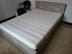 Dubbelbed met matras en 2 kleerkasten, Huis en Inrichting, Slaapkamer | Bedden, Ophalen, Gebruikt, Tweepersoons, Hout