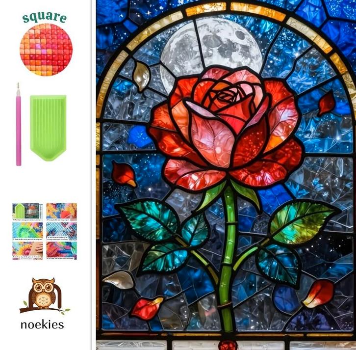 N 68 Diamond Painting en verre teinté rose 50x40cm (carré), Hobby & Loisirs créatifs, Bricolage, Neuf, Bricolage, Enlèvement ou Envoi