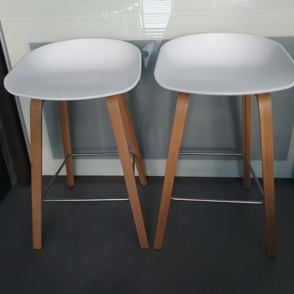 ***3x HAY about a stool AAS32 barkrukken- 65cm(wit)***, Ophalen, Hout, Met voetsteun, 60 tot 90 cm