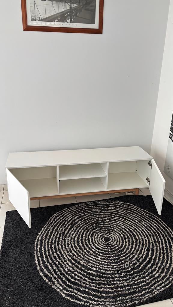 Meuble TV blanc 150 cm – Design épuré, Maison & Meubles, Enlèvement, Comme neuf