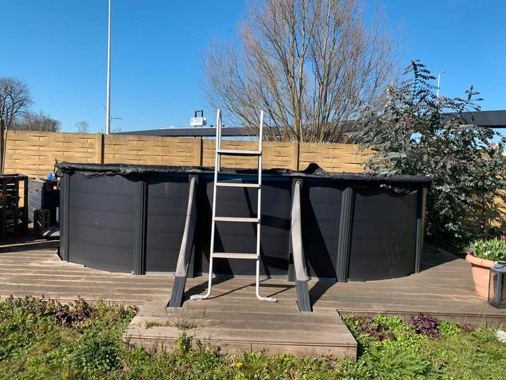 Gre zwembad RVS buitenwand3m-5m incl zandfilter, Jardin & Terrasse, Piscines, Utilisé, Piscines hors sol, 120 cm ou plus, 400 cm ou plus