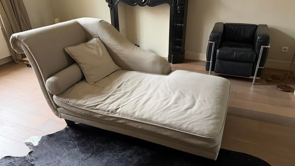 Chaise longue beige, Huis en Inrichting, Zetels | Zetels en Chaises Longues, Ophalen, Gebruikt, Eenpersoons, Landelijk