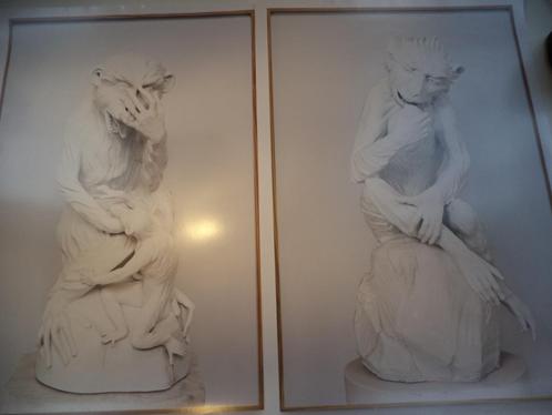 2 photo's XL MEISSEN singe en porcelaine KIRCHNER Dresden DL, Antiquités & Art, Art | Dessins & Photographie, Enlèvement ou Envoi