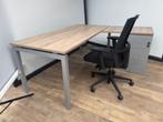 Q-line hoekbureau + standcontainer aluminium, Computers en Software, Laptoptafels, Ophalen of Verzenden