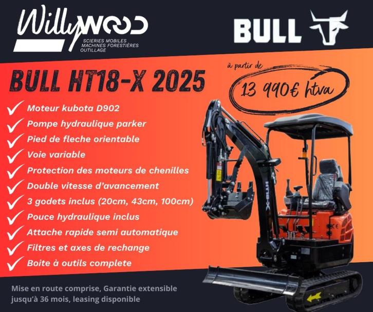 Mini Pelle 1,8t Bull Équipement, Tuin en Terras, Terrasdelen en Vlonders, Nieuw, Ophalen