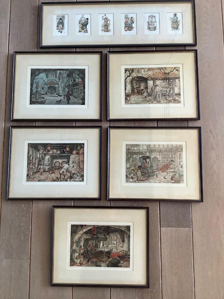 Prachtige set tekeningen prenten Anton Piek, Antiek en Kunst, Kunst | Tekeningen en Fotografie, Ophalen of Verzenden