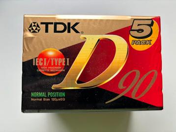 TDK D-90 - Audio tape (Casettebandje)-90 min-geseald-5 stuks