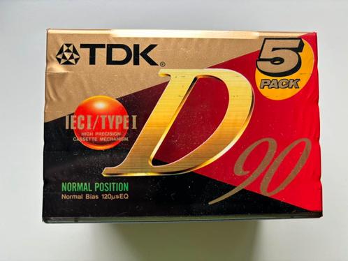 TDK D-90 - Audio tape (Casettebandje)-90 min-geseald-5 stuks, Cd's en Dvd's, Cassettebandjes, Nieuw in verpakking, Onbespeeld