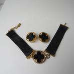 Vintage KL by Karl Lagerfeld Ketting en oorbellen, jaren 90, Handtassen en Accessoires, Ophalen of Verzenden, Zwart