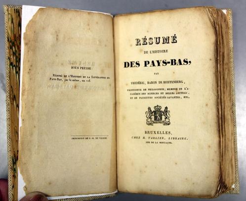 Résumé de l'Histoire des PAYS-BAS. 1827. F.Reiffenberg, Livres, Histoire & Politique, Utilisé, 19e siècle, Enlèvement ou Envoi