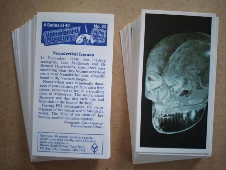 Unexplained Mysteries of the World complete set 40 chromos, Verzamelen, Foto's en Prenten, Overige onderwerpen, 1980 tot heden