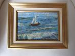 Sublieme kleine „Marine met een zeilboot” gesigneerd: HANS, Antiek en Kunst, Kunst | Schilderijen | Klassiek, Ophalen of Verzenden