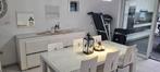 Hoogglans witte tafel met 6 stoelen,, Huis en Inrichting, Gebruikt, Ophalen