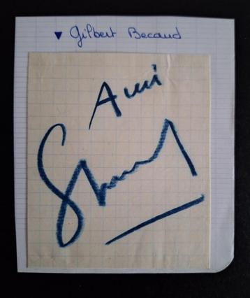 Authentique autographe de GILBERT BECAUD, Enlèvement ou Envoi, Signé