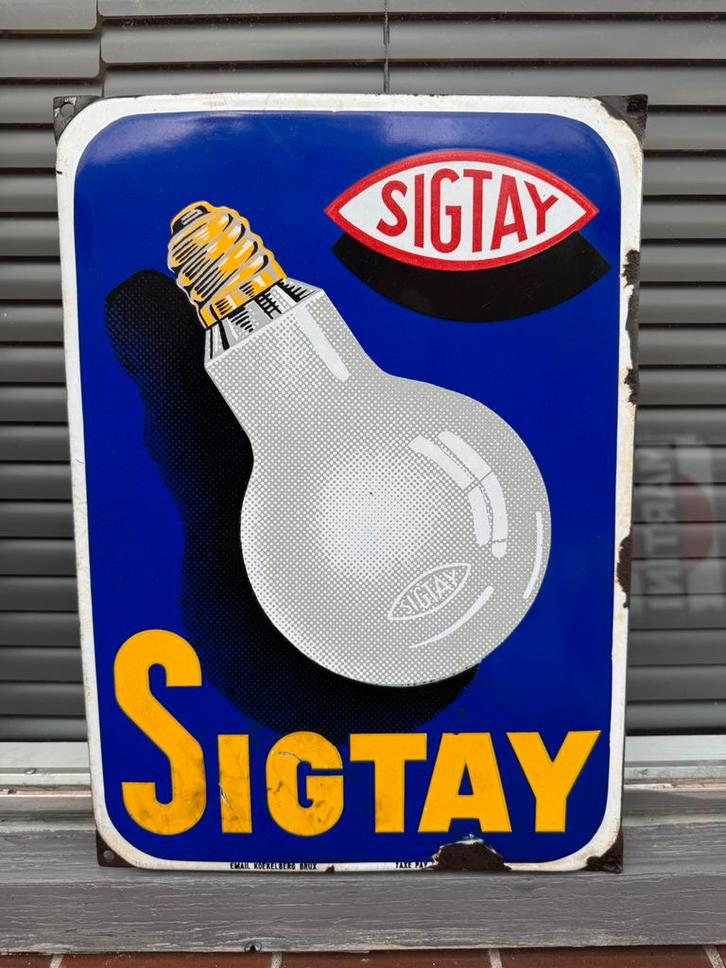 SIGTAY lampen emaille reclamebord, Verzamelen, Merken en Reclamevoorwerpen, Gebruikt, Reclamebord, Ophalen of Verzenden