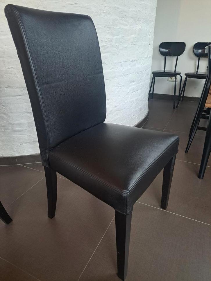 4 zwart lederen ikea stoelen HENRIKSDAL, Huis en Inrichting, Stoelen, Zwart, Ophalen