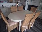 Goed verzorgde ovalen tafel met 6 stoelen 180lx100br, Huis en Inrichting, Ophalen, Gebruikt