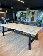 Eettafel / werktafel – licht hout- zwarte poten (235x100cm), Huis en Inrichting, Tafels | Eettafels, Ophalen, Modern, industriële