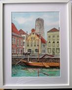 Aquarel schilderij Vismarkt Mechelen, Antiek en Kunst, Ophalen