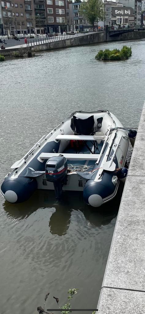 Rubberboot HonWave 3,60 met trailer en 15PK motor, Watersport en Boten, Rubberboten, Zo goed als nieuw, Overige merken, Aluminium