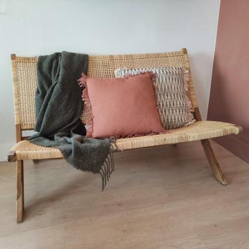 Ibiza style boho rotan 2-zit lounge bank/fauteuil (nieuw)