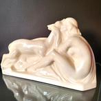 ✔️Art Deco Fontinelle gebarsten keramische sculptuur 1930, Verzenden