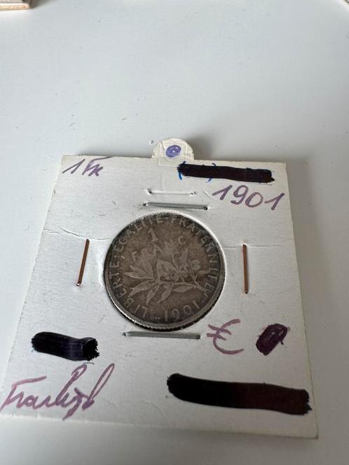 Zilveren 1 Franc Frankrijk 1901 (197), Postzegels en Munten, Munten | Europa | Niet-Euromunten, Frankrijk, Zilver, Ophalen of Verzenden