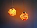 Duo van Art Deco ophangingen, veelkleurige glas, 1930, Antiek en Kunst, Antiek | Verlichting, Ophalen of Verzenden