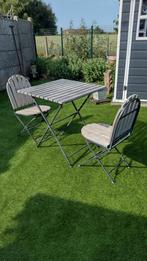 Prachtige tuinset met houten latjes en gietijzeren onderstel, Ophalen, Zo goed als nieuw, Tuinset