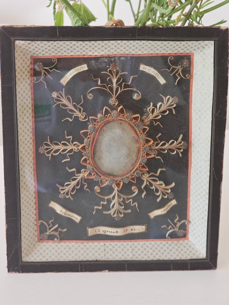 Antieke kader met waszegel  Agnus Dei',, Collections, Enlèvement ou Envoi