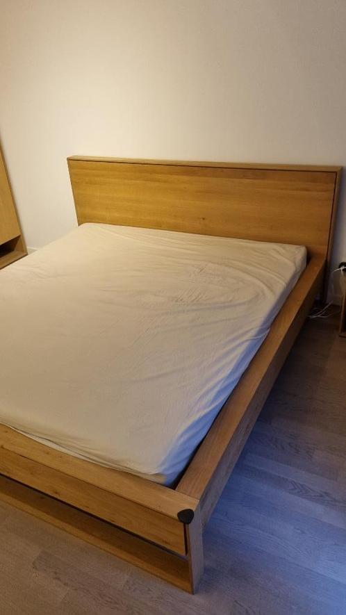 Ethnicraft Nordic II bed - eiken, Huis en Inrichting, Slaapkamer | Bedden, Zo goed als nieuw, Tweepersoons, 180 cm, 200 cm, Hout