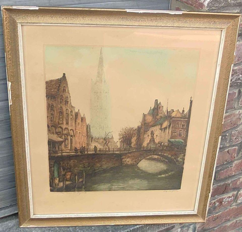 Gravure signe Alfred van neste, Antiek en Kunst, Kunst | Etsen en Gravures, Ophalen of Verzenden