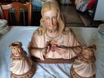 Heiligenbeeld + 2 kandelaars, Antiek en Kunst, Antiek | Religieuze voorwerpen, Ophalen