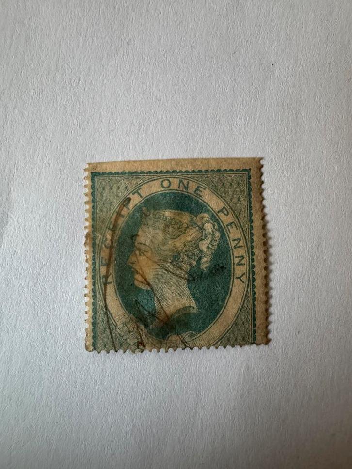 Oude Britse belastingzegel kwitantie één cent (Victoria), Postzegels en Munten, Postzegels | Europa | UK, Ophalen of Verzenden