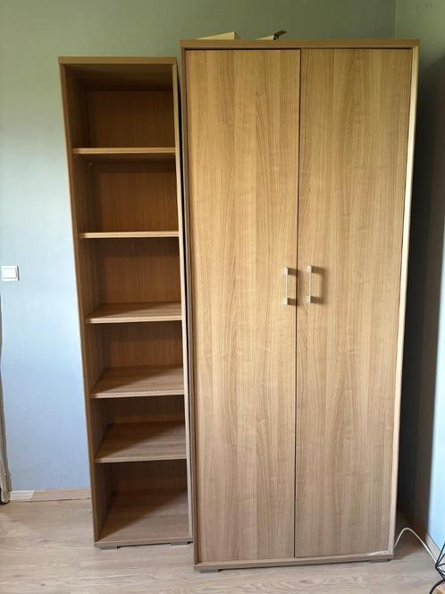 Garde robe + bibliothèque, Huis en Inrichting, Kasten | Kleerkasten, Zo goed als nieuw, Met deur(en), Met plank(en), Met hangruimte