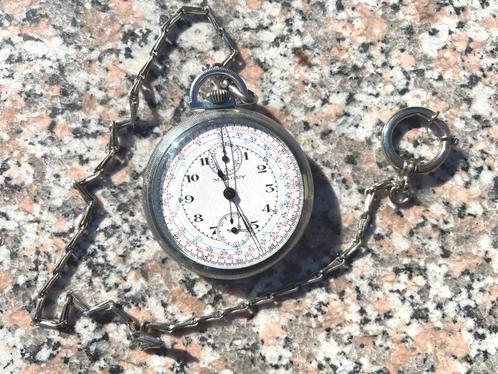 MARGUY vintage art deco chronograaf horloge met ketting, Handtassen en Accessoires, Horloges | Antiek, Zakhorloge, Omega, Staal