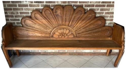 HOUTEN TUIN-ZITBANK (STATIONSBANK) LANDELIJK RUSTIEK, Tuin en Terras, Tuinbanken, Zo goed als nieuw, Hout, Ophalen
