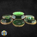 Zweeds Art deco stijl groen en goud gebak servies (16delig), Antiek en Kunst, Antiek | Servies compleet, Ophalen of Verzenden