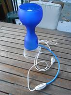 nachtlamp bijzetlamp leeslamp H32cm -  Ø12cm blauwglas, Ophalen of Verzenden, Gebruikt, Glas, Minder dan 100 cm