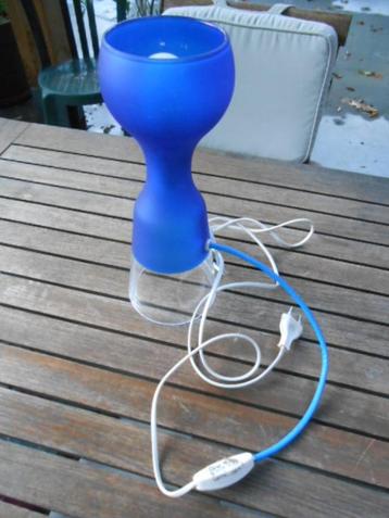 nachtlamp bijzetlamp leeslamp H32cm -  Ø12cm blauwglas beschikbaar voor biedingen