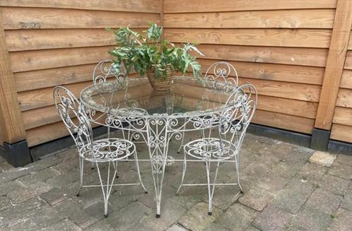 Origineel Portugees metalen tuinset uit de jaren 1960, Antiek en Kunst, Antiek | Meubels | Tafels, Ophalen