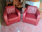 Vintage (lederen) clubzetels (3 stuks), Ophalen, Gebruikt, Eenpersoons, Minder dan 150 cm