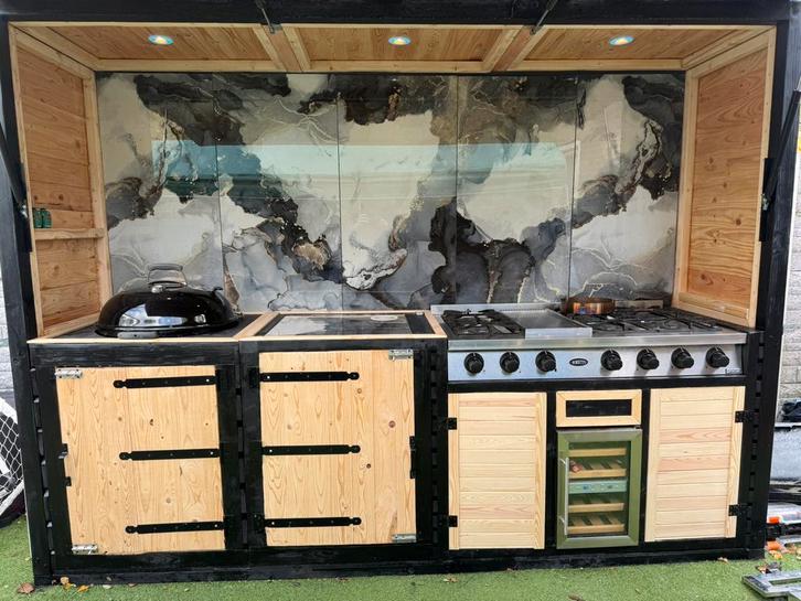 Luxe buitenkeuken met boretto fornuis, Tuin en Terras, Buitenkeukens, Zo goed als nieuw, Ophalen