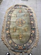 Ovaal Chinees tapijt – handgemaakt – groen tinten – vintage, Ophalen
