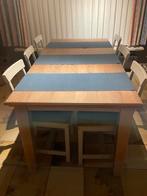 Mooie licht grijs ingewassen tafel met 6 stoelen, Zo goed als nieuw, Ophalen