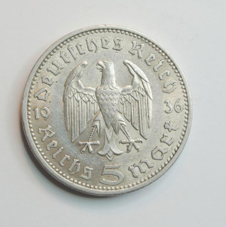 Av Pces DUITSLAND KM #86 „5 REICHSMARK SILVER” UIT 1936 A, Postzegels en Munten, Munten | Europa | Niet-Euromunten, Losse munt