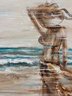 Schilderij dame aan zee Mk Art, Ophalen of Verzenden