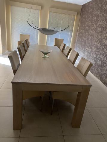 Beige eiken design tafel te koop voor 10 stoelen beschikbaar voor biedingen