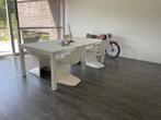 Glazen eettafel en stoelen, Huis en Inrichting, Tafels | Eettafels, Ophalen, Gebruikt, 100 tot 150 cm, 200 cm of meer